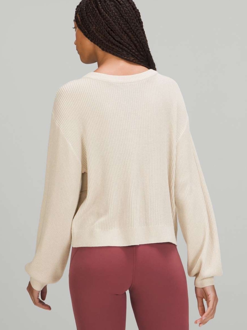 LULULEMON REVERSIBLE CROSSOVER WHITE OPAL SWEATER RIBBED KNIT PULLOVER SIZE 10 - Picture 12 of 15